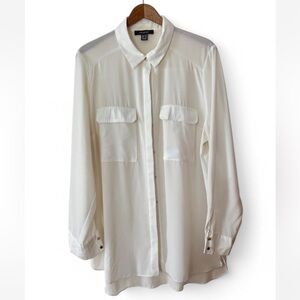 Primark White Sheer Button Down Shirt XL